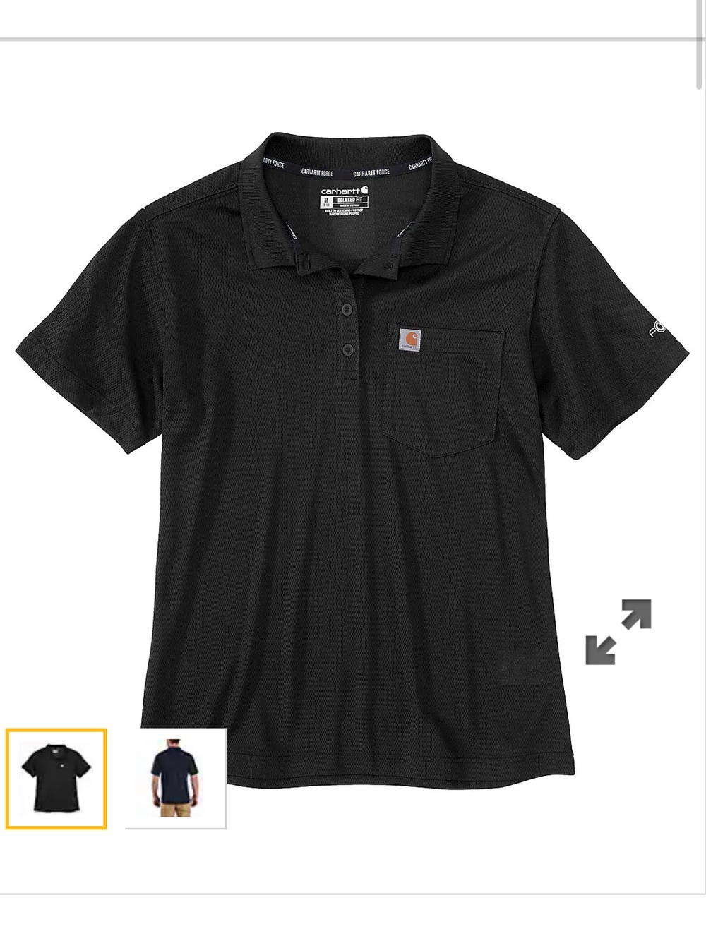Carhartt Black Short-Sleeve Force Relaxed Polo